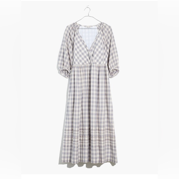 Madewell Marianna Puffed Sleeved Midi Dress in plaid - Picture 1 of 9